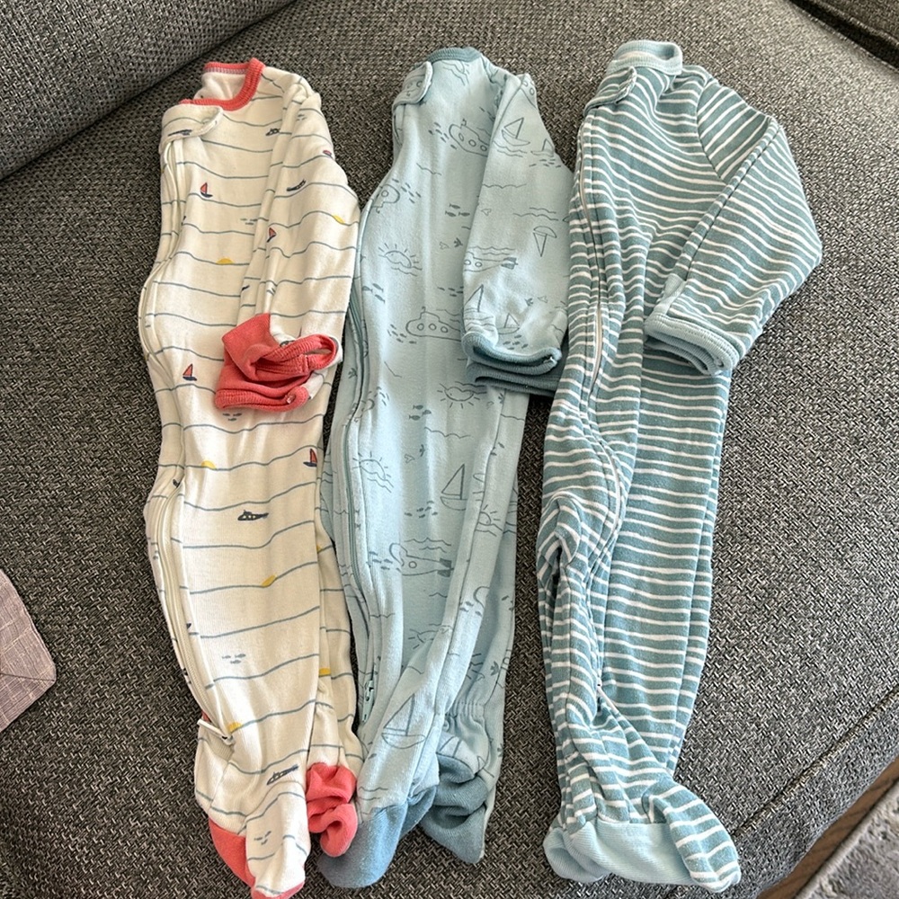 Cloud Island, set of 3 footsies, size 3-6 months